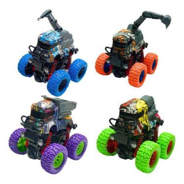 Imagem de Kit 4 Carrinhos Jipe 4x4 Amortecedor Big Monster Premiun Ful Cor Sorti