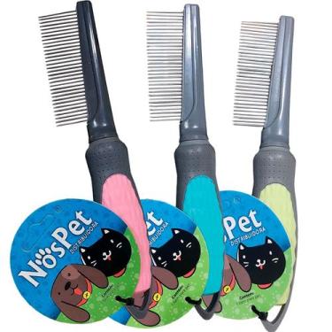 Imagem de Pente Para Cães e Gatos Cabo Emborrachado 32 Dentes Simples - ELOO PET