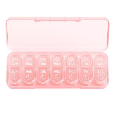 Imagem de Daviky Organizador semanal de pílulas 2 vezes ao dia, sem BPA, estojo de medicamentos para 7 dias da manhã, caixa de comprimidos para viagens para óleos de peixe, vitaminas e suplementos