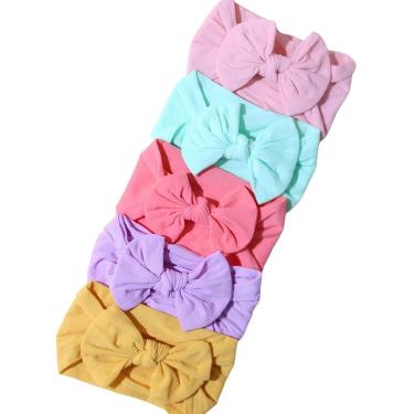 Imagem de Laços De Cabelo Turbantes Bebês Slim Infantil kit 5 Unidades
