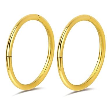 Imagem de 2 peças de anéis de nariz de titânio 20G 18G 16G argolas de diâmetro de 5 mm a 12 mm ouro rosa cartilagem preta hélice tragus daith torre brincos articulados segmento septo clicker body piercing joias