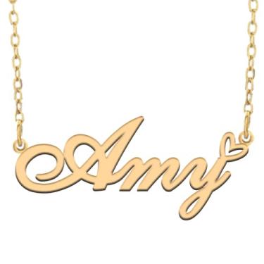 Imagem de A168A Colar de nome personalizado personalizado personalizado colar de nome banhado para mãe filha amizade feminino dia dos namorados aniversário de Natal ano novo, Metal, Sem pedras preciosas