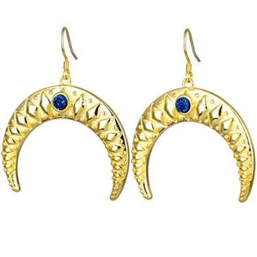 Imagem de Nupuyai Brincos com pingente de cristal drusa para mulheres, brincos com gancho duplo de chifre para meninas Dourado