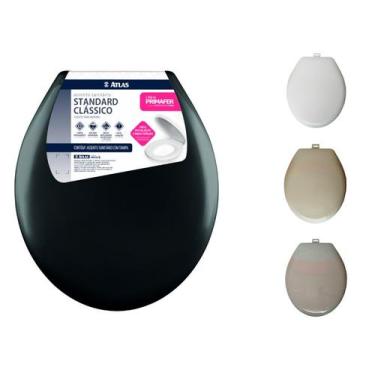 Imagem de Assento Almofadado Tampa Sanitário Vaso Oval Atlas Primafer, Preto