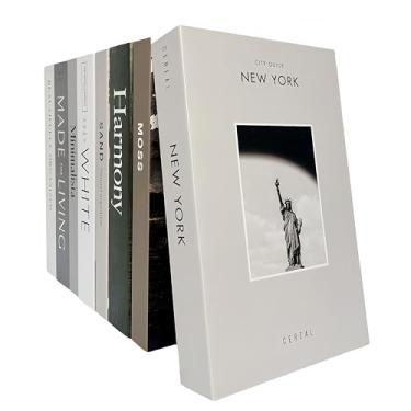 Imagem de 8 peças de livros decorativos, livros falsos de decoração Ediactcyl para decoração de casa | Livros falsos modernos para mesa de centro de estante (M68)