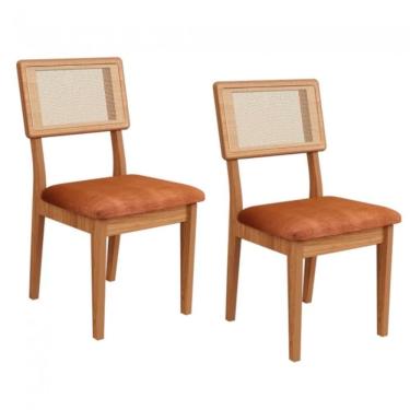 Imagem de Kit 2 Cadeiras em MDF Freijó Estofado Vermelho Veronese Encosto com Tela Dalla Costa