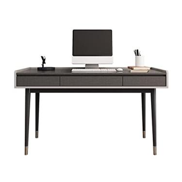 Imagem de Mesa de trabalho minimalista moderna para escritório em casa com 3 gavetas de armazenamento, móveis elegantes para sala de estudo, organizadores de mesa de trabalho (comprimento da mesa: 1,2 metros) (
