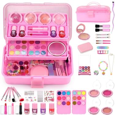 Imagem de Kit de maquiagem Anpro Kids 68 unidades com estojo de cosméticos para meninas de 3 a 12 anos