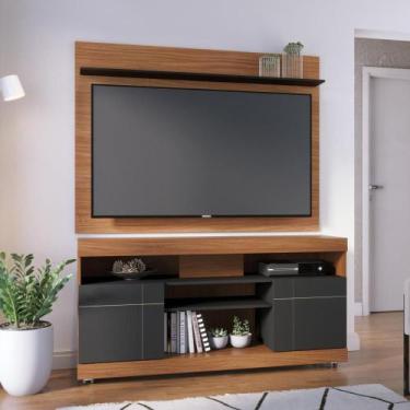 Imagem de Rack com Painel Yara para TV com 55 - Castanho/Preto - Colibri, Marrom