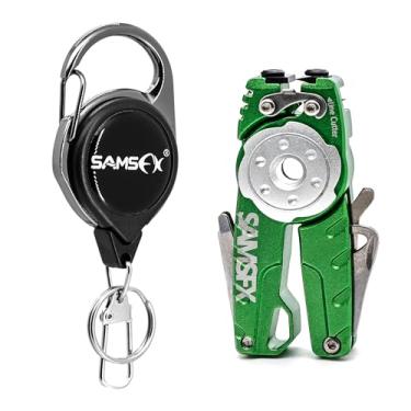 Imagem de SAMSFX Cortador de linha de tungstênio de pesca com retratores Zinger, cortadores de alicate de pesca, ferramenta de amarração de nó, limpador de olhal de gancho, apontador de gancho (verde)