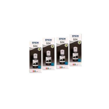 Imagem de Kit refil de tinta T524  04 PRETAS para L6490 L15150 L15160 - IMPORTAD