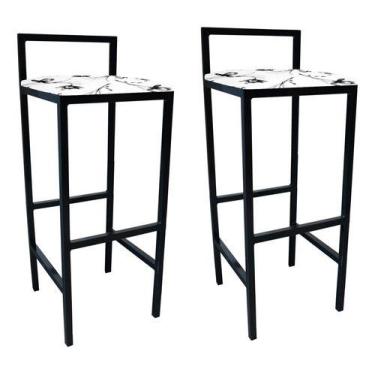 Imagem de Kit 2 Banqueta Alta Quadrada Industrial Cozinha Balcão Bar - Moveraço,