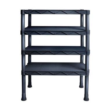 Imagem de Estante Atena Rattan Lateral 4 Níveis Preta Desmontável