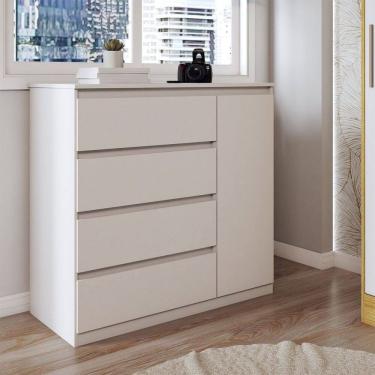 Imagem de Cômoda Luna 1 Porta 4 Gavetas Branco Neve - Panorama Móveis