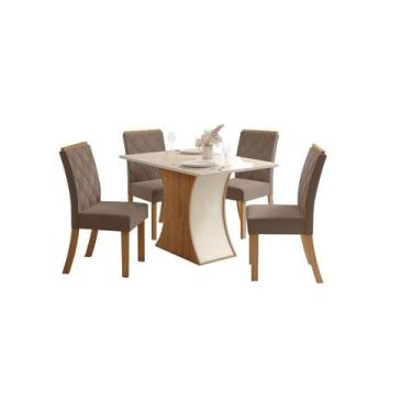 Imagem de Mesa Jantar Luiza 120 4 Cadeiras Vita Bege - Henn