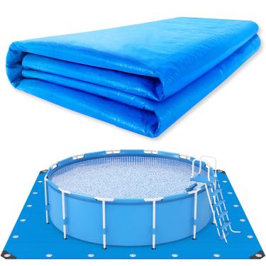 Imagem de Almofada quadrada de forro de piscina de 61 x 61 m para piscinas acima do solo, tapete protetor de chão de piscina resistente evita perfurações. Lona de piscina