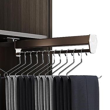 Imagem de CUTPOIY Cabide extensível para calças com trilho, varão de pendurar para armário de metal para jaqueta e jeans, cabide de casaco resistente com carga de 35 kg (tamanho: 35 cm/13,78 pol.) (35 cm/13,78