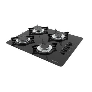 Imagem de Fogão Cooktop 4 Bocas Mesa Em Vidro - Preto - Fogatti Inox 27000101-00