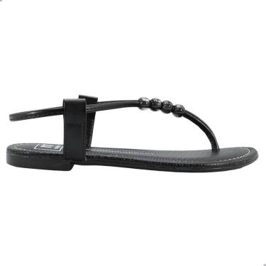 Imagem de Sandália Rasteira Feminina Moleca Milano Napa Turim Geométrico Roma Preto