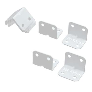 Imagem de Suporte de canto de prateleira de janela de porta em forma de L de metal 32 x 25 mm 20 peças branco