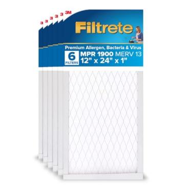 Imagem de Filtrete Filtro de ar de forno AC 12x24x1, MPR 1900, Healthy Living Ultimate Allergen, pacote com 6 (dimensões exatas 11,69 x 23,69 x 0,78)