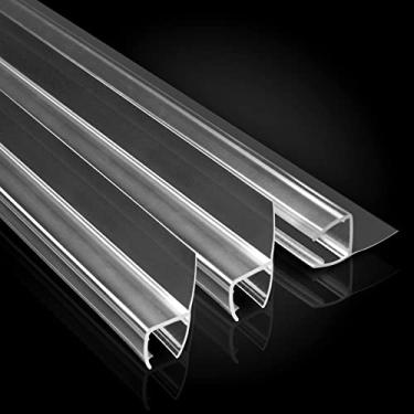 Imagem de Tira de vedação para porta de chuveiro de vidro (99 a 300 cm) Vedação inferior para porta de chuveiro sem moldura de vidro de 9,5 mm Vedação lateral inferior Emoldurada tipo H cobertura transparente