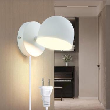 Imagem de GZZBMY LED interior apliques de parede sensíveis ao toque candeeiros de parede rotação 350° iluminação com cabo e tomada modernos quarto sala de estar corredor 3000 K/4000 K/6500 K (luz branca neutra