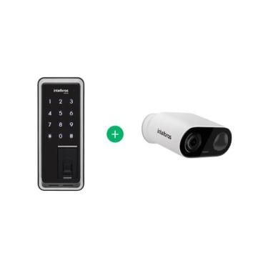 Imagem de Kit Fechadura Digital de Sobrepor com Biometria FR 220 + Câmera Inteli