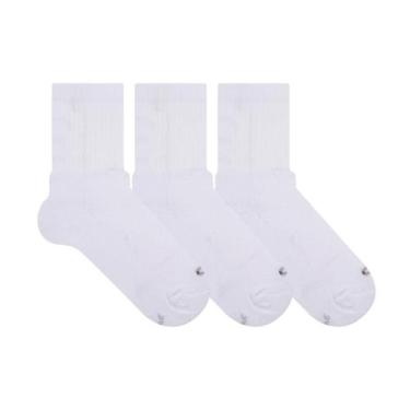 Imagem de Kit 3 Pares Meias Cano Longo Esportiva Unissex Cia das Meias, Branco, 