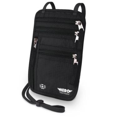 Imagem de Porta-passaportes com bloqueio de RFID Neck Wallet Hero Travel Supply