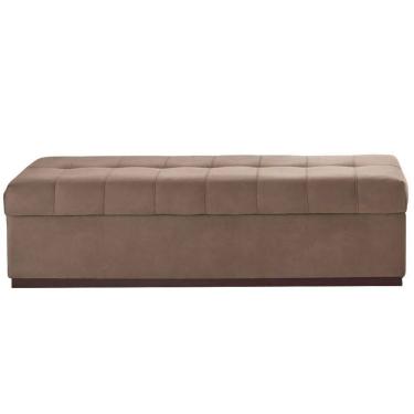 Imagem de Baú Recamier Gomado Herval Mh-3724 140 Cm (largura) Madeira Eucalipto Estofado Marrom Base Imbuia