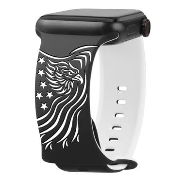 Imagem de Pulseira de relógio inteligente Art Collection para Apple Watch – design dragão tigre, cobra lobo e águia calva, pulseira de silicone preto e branco para mulheres e homens – compatível com Apple Watch