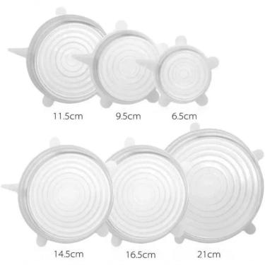 Imagem de Kit 06 Tampas Tampa Tudo Ecológicas Silicone Branco (6 Un)