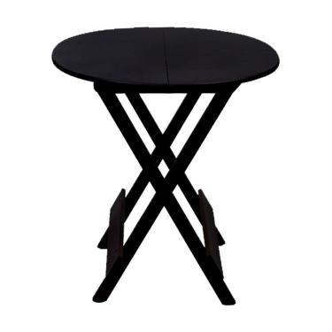 Imagem de Mesa Redonda Dobrável Em Madeira Maciça 70X70 Preto Ideal Para Bares E Restaurantes