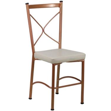 Imagem de Cadeira Buffet Em Alumínio Para Cozinha, Restaurante, área Bronze Com Bege