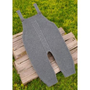 Imagem de Jardineira Tricô Ponto de Arroz Macacão De Passeio e Maternidade 01 Pç