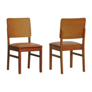 Imagem de Kit 2 Cadeiras Quéops Madeira Maciça Encosto Anatômico Assento Estofad