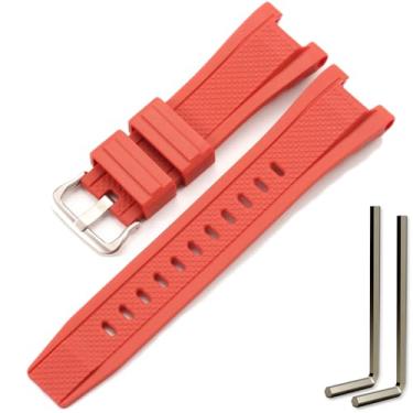 Imagem de MCXGL Pulseira de relógio de substituição compatível com Gshock para Casio GST-210 GST-W110 GST-W100 GST-S110 GST-S100 GST-B100 GST-S300, Fivela prateada vermelha, 26mm, Moderno