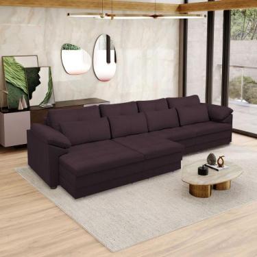 Imagem de Sofá Retrátil Manual Sala de Estar Nolan Bipartido 414cm Conforto Prem