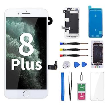 Imagem de CYKJGS Para Iphone 8 Plus Tela De Substituição Branca Com Botão Home Kit Reparo Lcd 3D Touch Digitalizador Montagem Completa Câmera Frontal Sensor Alto-Falante Ferramenta Vidro 8Plus 5.5" A1864 A189