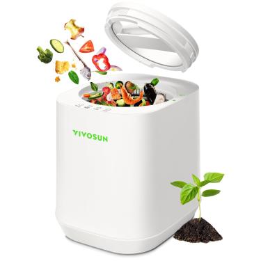 Imagem de VIVOSUN Composteira Elétrica De 4L Para Cozinha Interna, Máquina Compostagem Inteligente Bancada, Inodora/Autolimpante/3 Modos/Display Led Inteligente, Moinho, Reciclador Alimentos, Branca