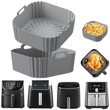 Imagem de Forros de silicone para fritadeira LYHOLKEER 22,4 cm, reutilizáveis para Ninja Pro XL AF141 AF142 AF181 AF181 AF182, forros quadrados de silicone para fritadeira a ar condicionado 6QT COSORI 9 em 1