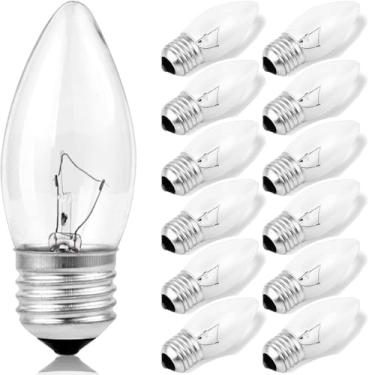 Imagem de MMBGJKG (Pacote Com 12) Lustre Incandescente De 60 W Ponta Torpedo - Candelabro Médio Equivalente E26, Lâmpadas Incandescentes Transparentes Reguláveis E Base, Vela Transparente Para Lustres