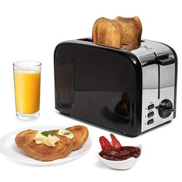 Imagem de Moss & Stone Torradeira Para 2 Fatias, Com Fenda Extra Larga De 3,8 Cm Bagels E Descongelamento, 5 Configurações Tonalidade, Bandeja Removível Migalhas Pão (Torradeira Preta)