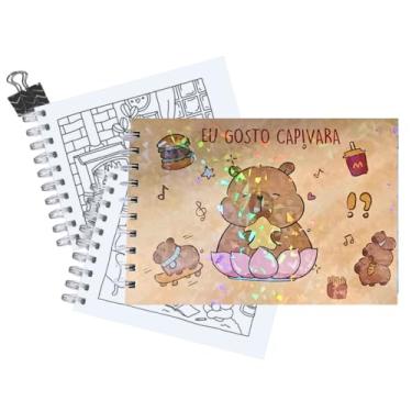 Imagem de Caderno de Pintar Colorir Desenho Capivara Capa Dura 48 Folhas Creme