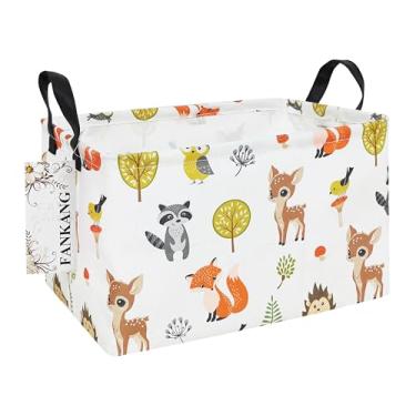 Imagem de FANKANG Cestos de armazenamento, cesto de roupa suja de lona dobrável com revestimento PE impermeável cestas grandes de armazenamento para crianças, meninos e meninas, escritório, quarto, roupas