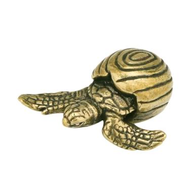 Imagem de Generic Estatueta de tartaruga em miniatura, figura animal, centro de mesa, escultura, ornamento de latão, chá, animal de estimação, para escritório, estante,