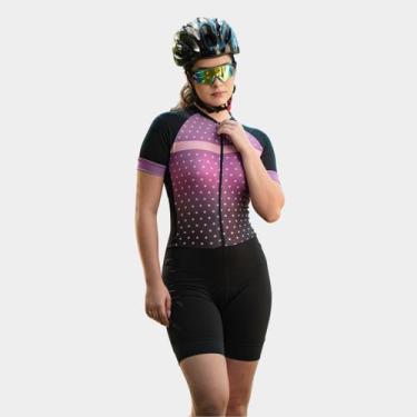 Imagem de Macaquinho de Ciclismo Feminino Forro Espuma Manga Curta Proteção Uv R