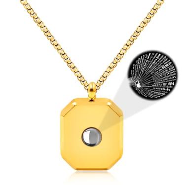 Imagem de Oneress Colar de projeção de 100 idiomas, pingente de amor criativo, presente romântico para namorada, pingente de moda com micro lentes, joias românticas para casais YA5222, romantic gift for Her