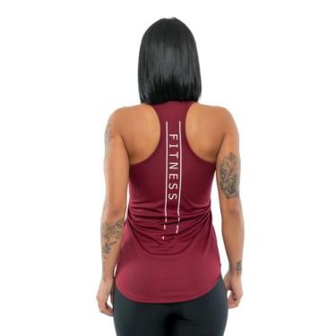 Imagem de Regata Nadadora Dry Fit Feminina Estampada - Fix, Vinho, G